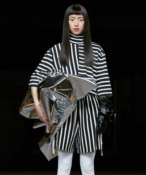 Striped Turtle-neck Top